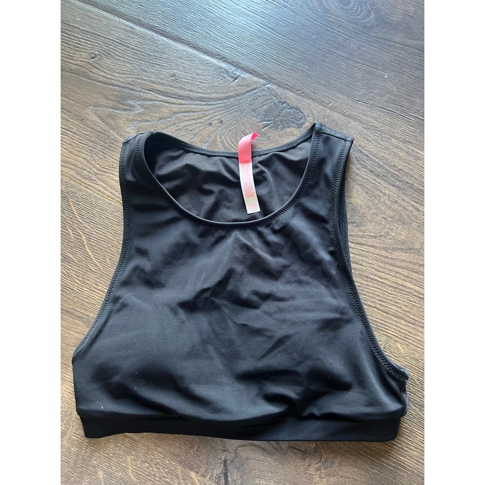Victoria's Secret Black High Neck Bikini Top Swim XS Sporty Crop‎ Tank
